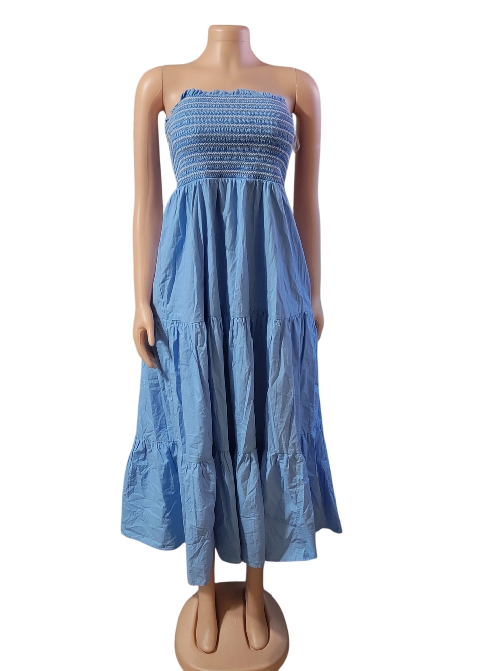 American Eagle Outfitters Light Blue Strapless Smocked Maxi Dress